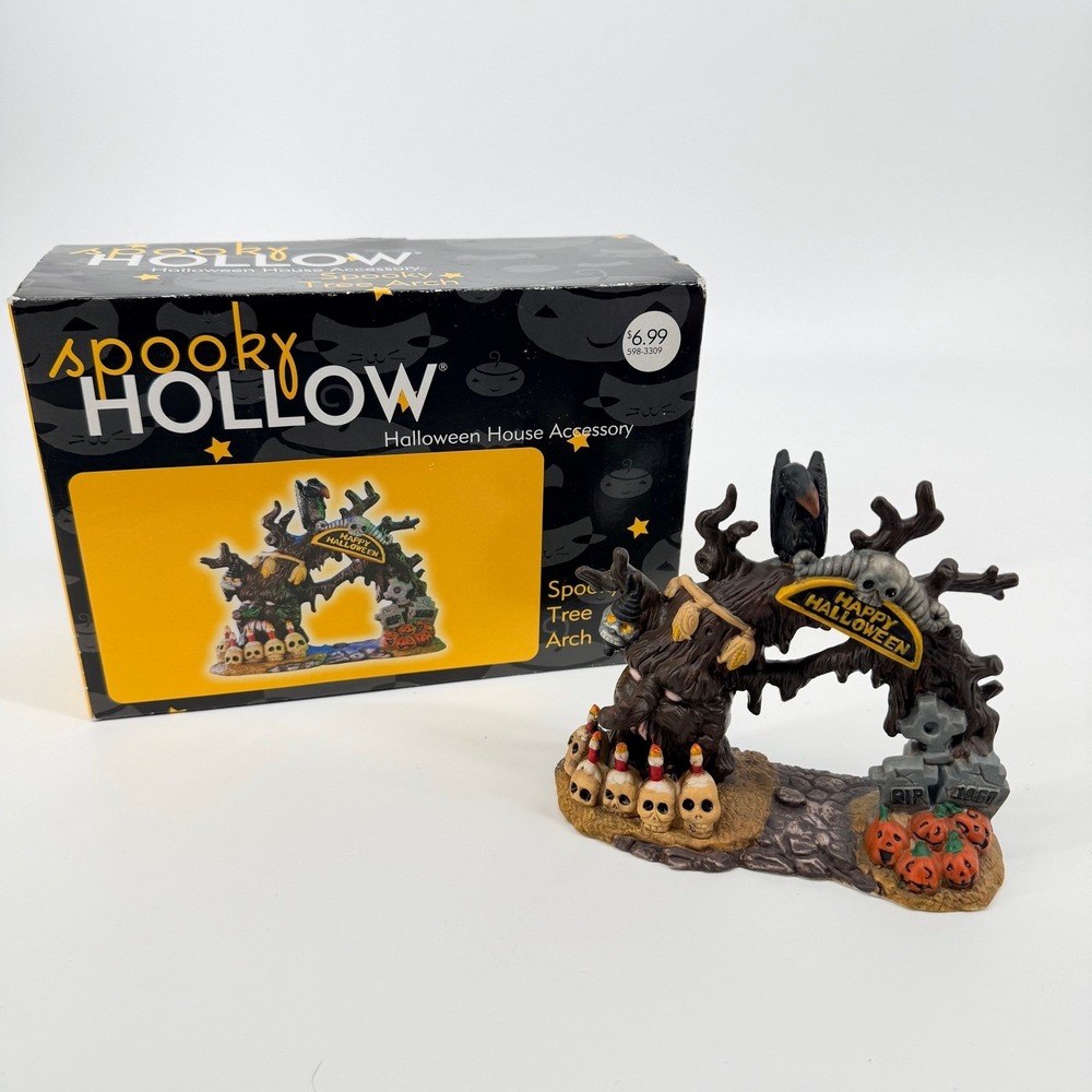 Vintage 2002 Spooky Hollow Halloween Spooky Tree Arch Porcelain Figurine JoAnn